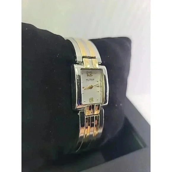 Womens Waltham Petit Classics Gold Silver Tone Ladies Watch Cuff Bangle Bracelet - Picture 3 of 10